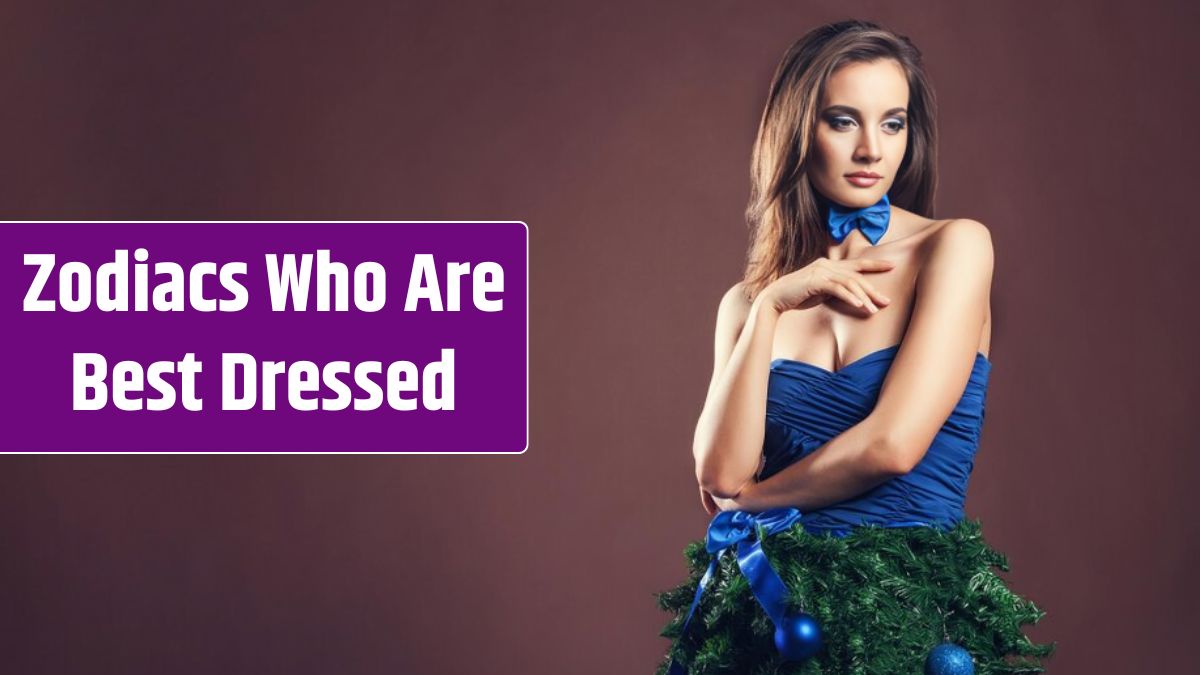 Woman in christmas tree dress on brown background looking away. Beauty, fashion and christmas fantasy photo.