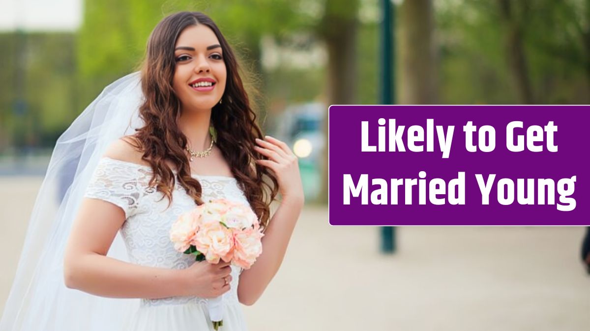 Young bride walking in park.