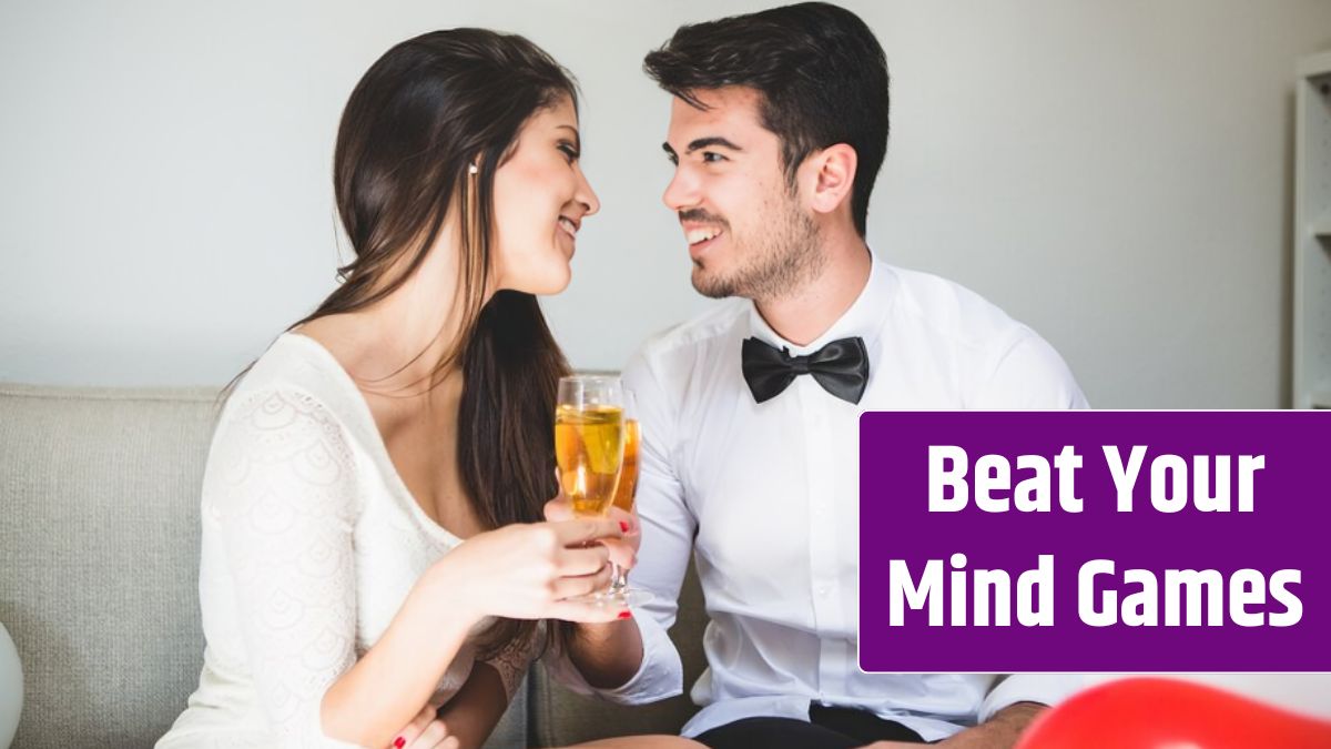 Elegant couple toasting and smiling to each other's face.